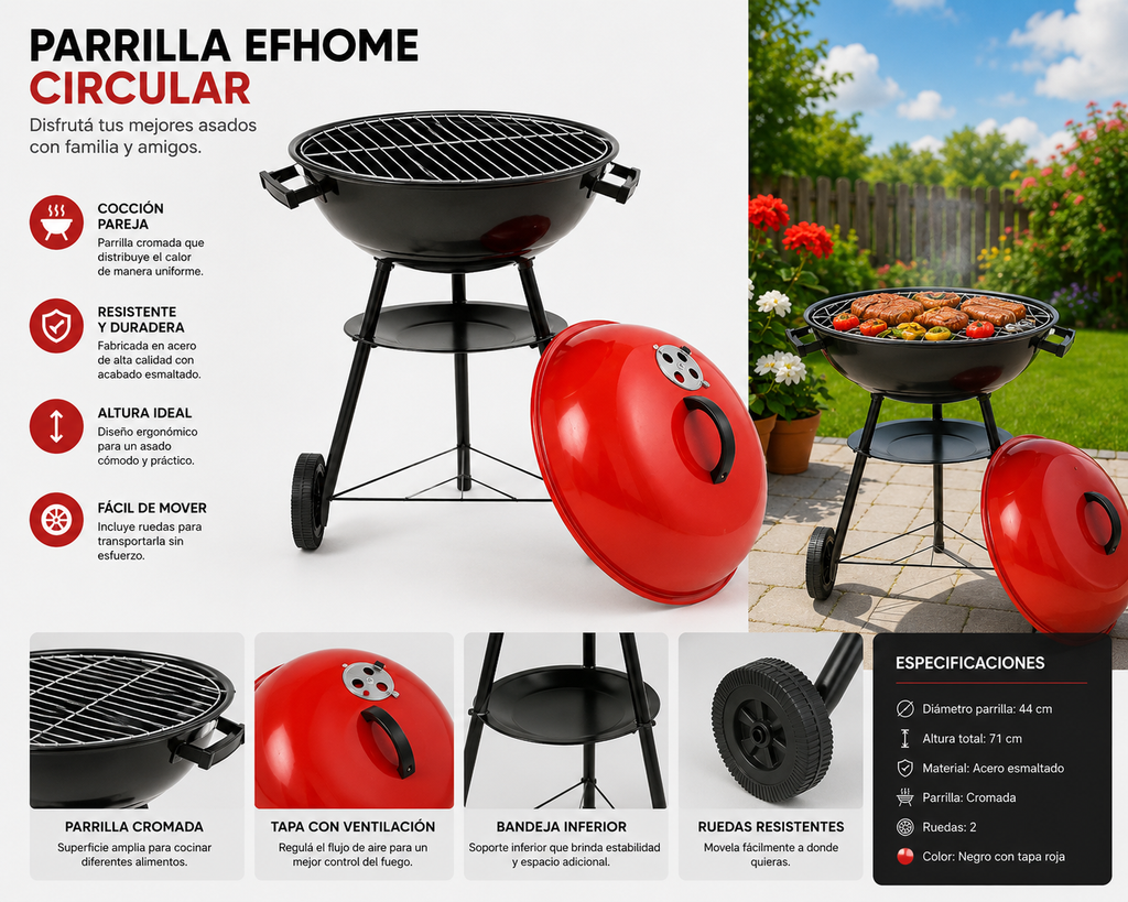 PARRILLA CON RUEDAS CIRCULAR