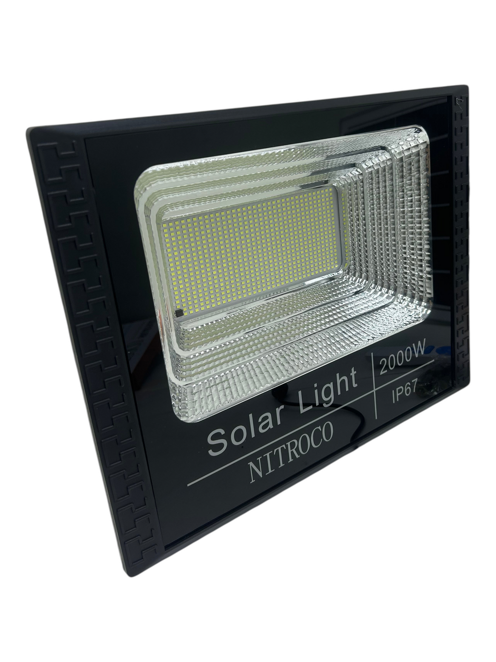 Reflector solar LED 2000W NITROCO de EASY STORE en aluminio negro resistente para iluminación exterior impermeable