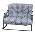 Silla mecedora EASY STORE 1970 gris acolchonada con diseño reversible, bolsillo lateral y apoyabrazos cómodos.
