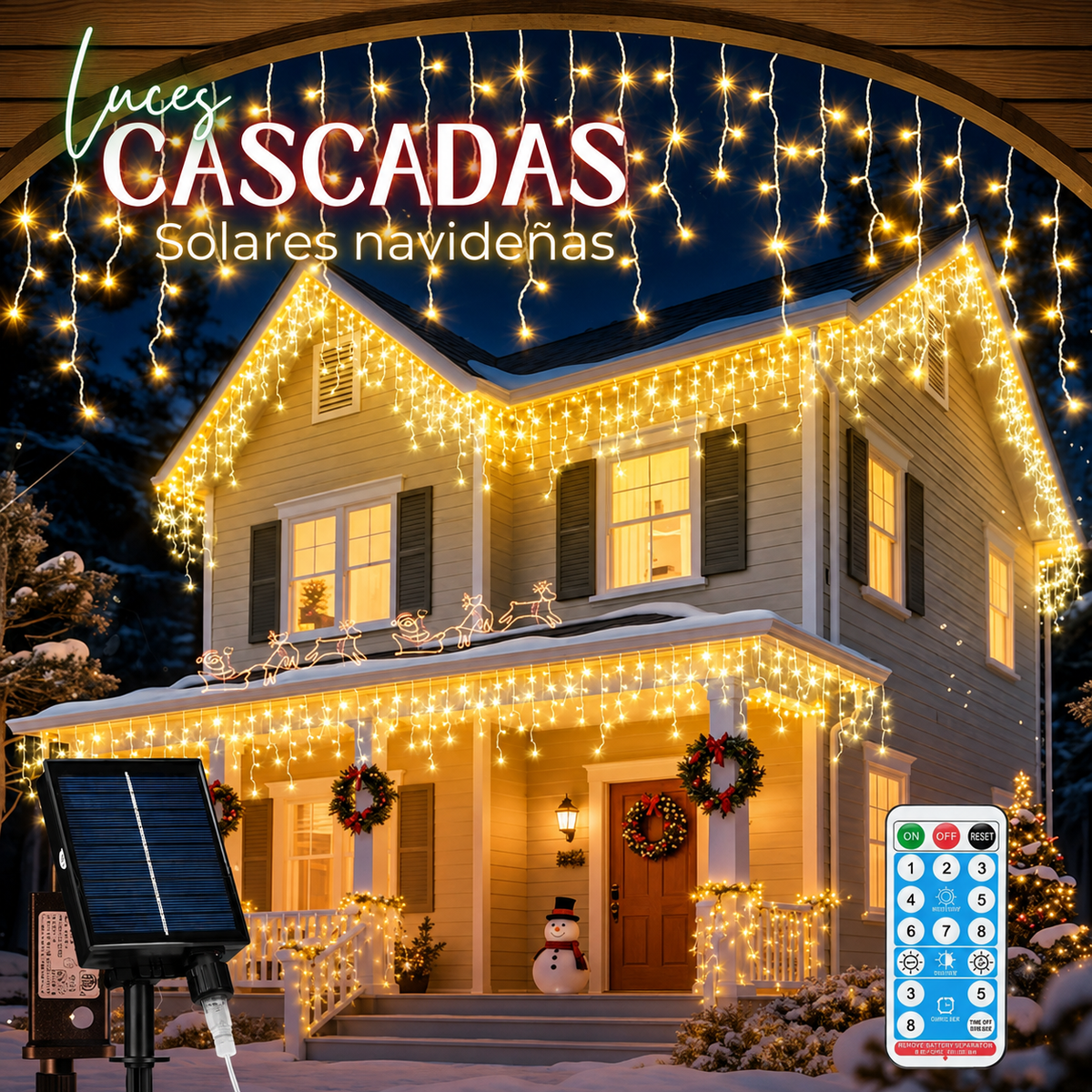 CASCADA SOLAR AMARILLAS 12M NAVIDEÑOS