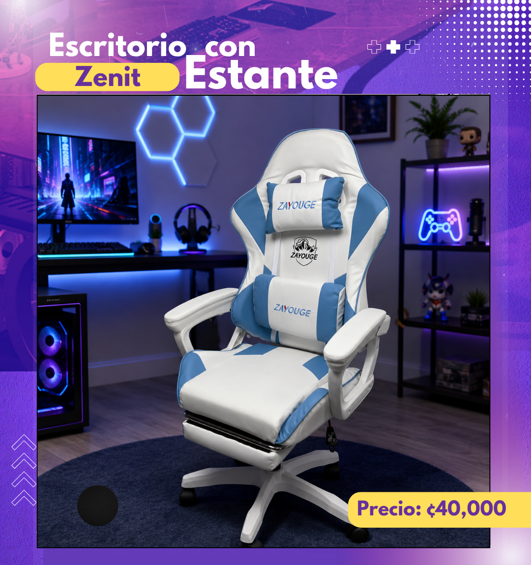 SILLA B/N ESTILO GAMING CON REPOSAPIES