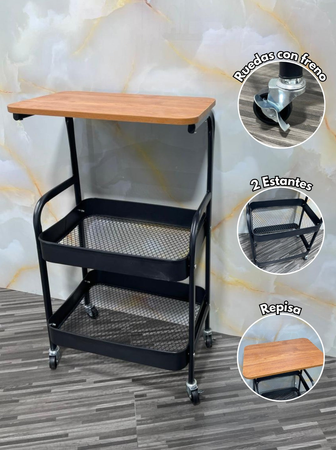 ORGANIZADOR DE MADERA CON ESTANTES DOBLE