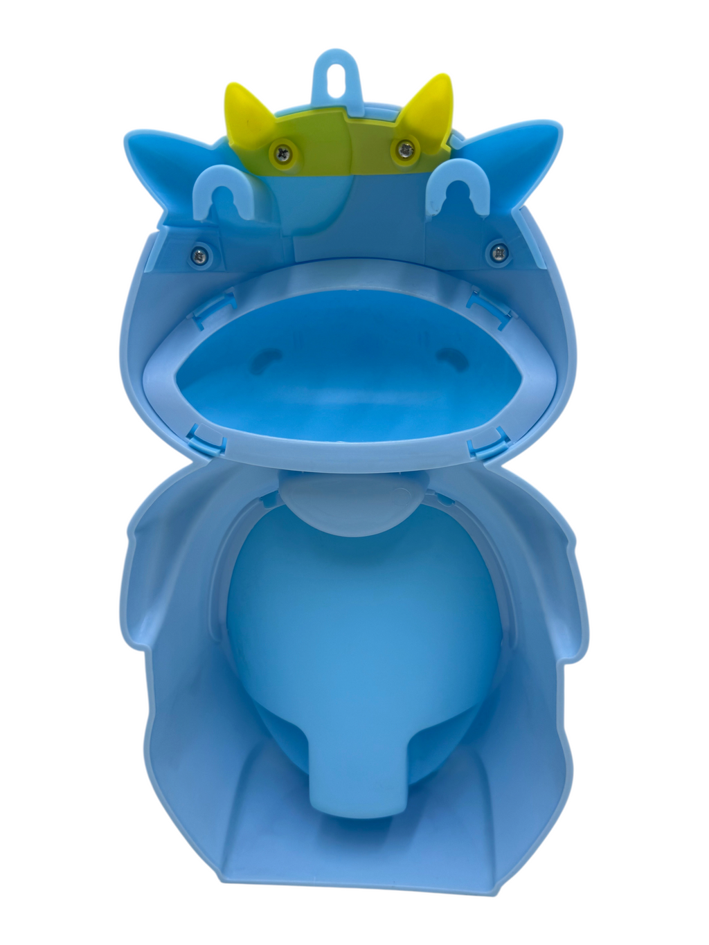 Urinario infantil EASY STORE con diseño de vaquita azul, ergonómico y portátil para el aprendizaje del bebé.