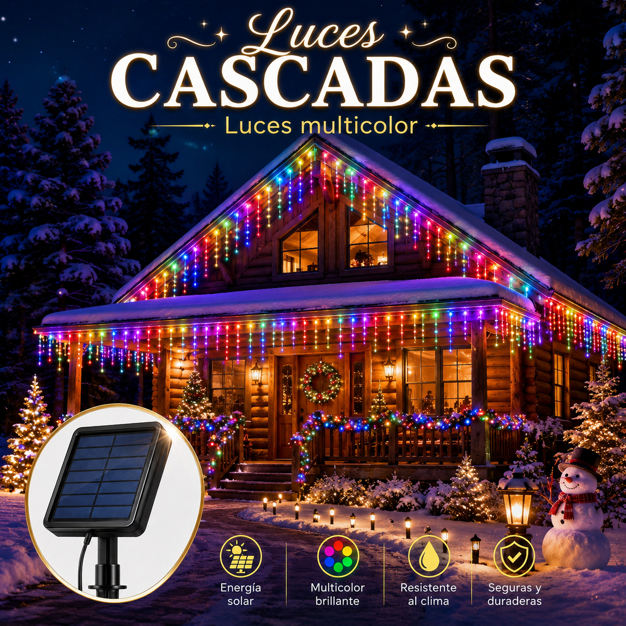 CASCADA SOLAR MULTICOLOR 12M NAVIDEÑOS