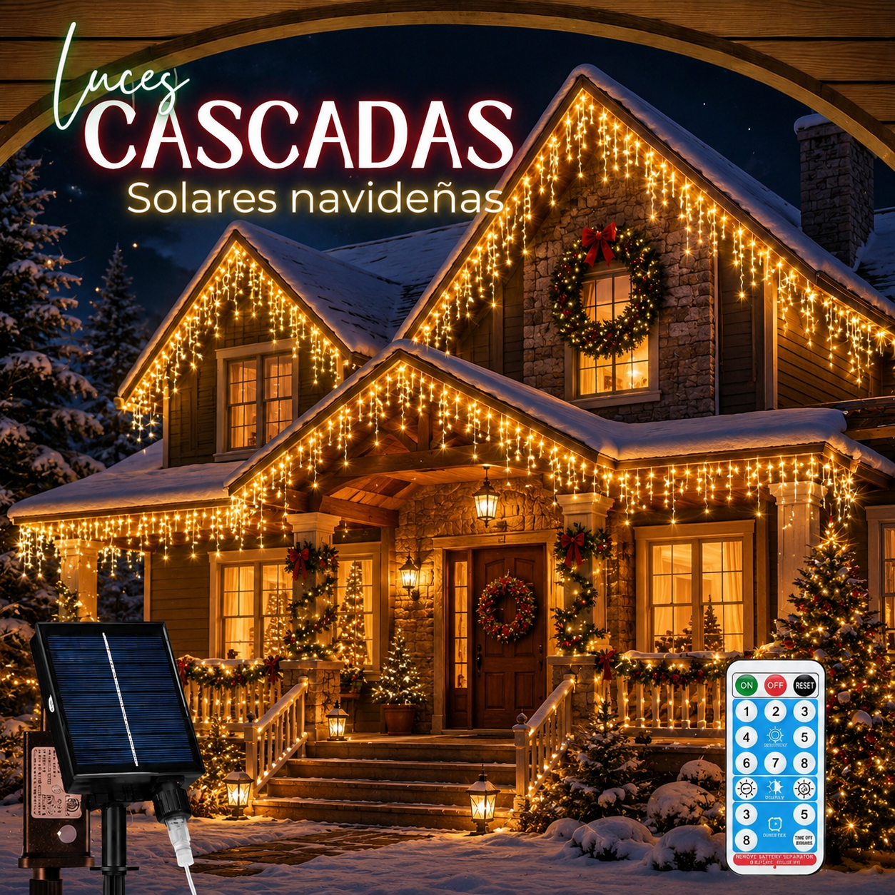 CASCADA SOLAR AMARILLAS 12M NAVIDEÑOS