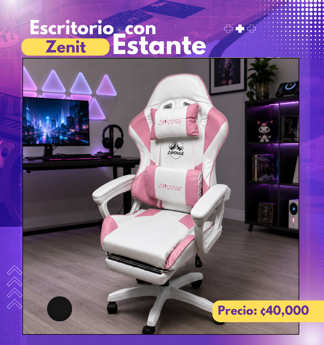 SILLA B/N ESTILO GAMING CON REPOSAPIES