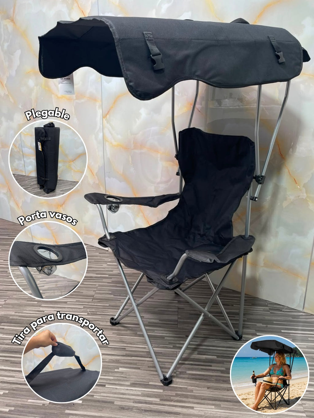 SILLA PEGABLE CON TOLDO