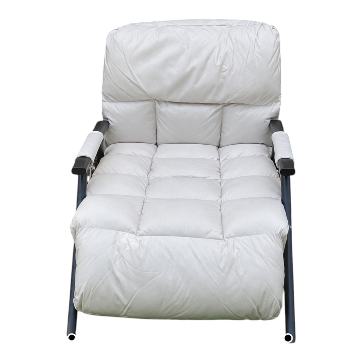 Silla mecedora reclinable EASY STORE blanca con estructura de metal y asiento acolchado para descanso