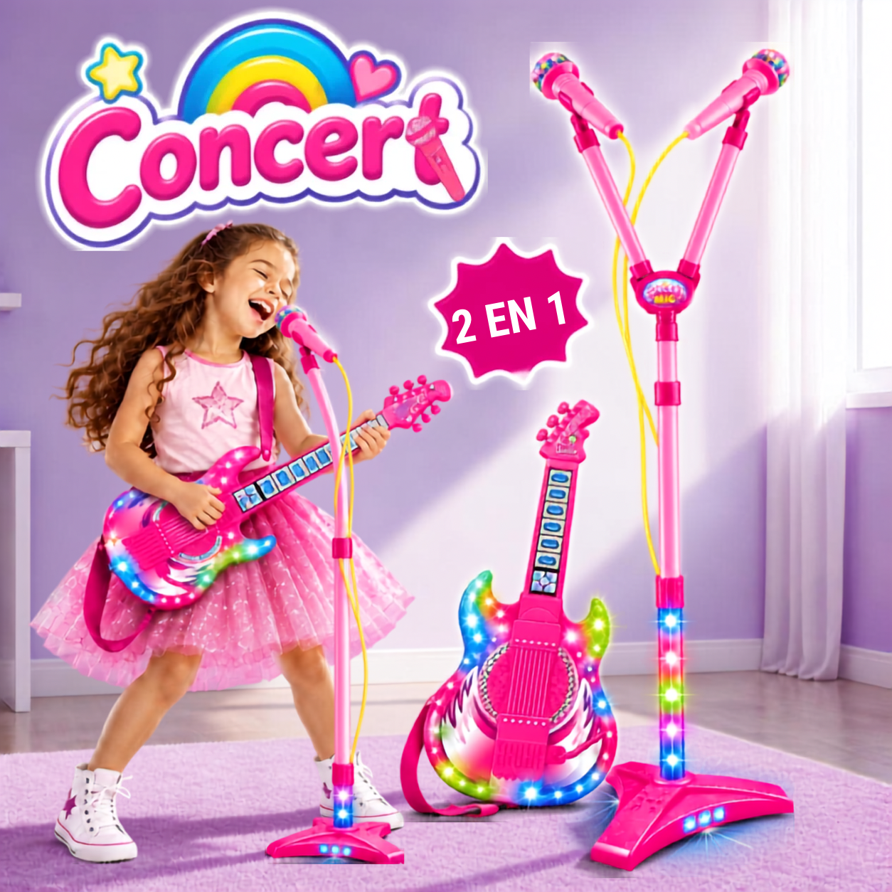 Set musical 2 en 1 guitarra más micrófono