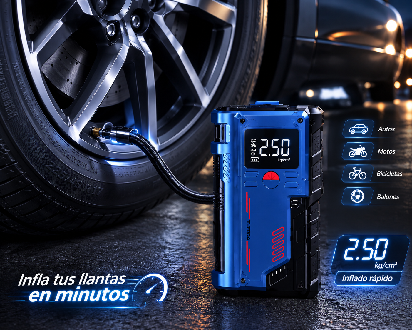 ARRANCADOR E INFLADOR DE LLANTAS T-700