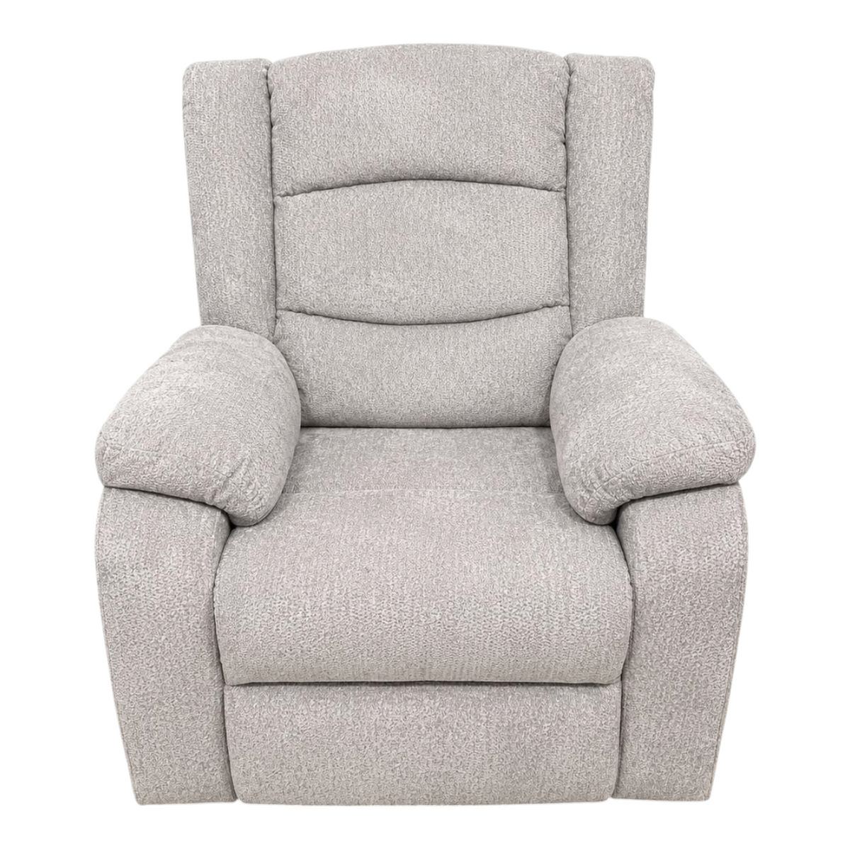 Sillón reclinable EASY STORE de color gris con acolchado grueso, reposabrazos suaves y diseño ergonómico para descanso.