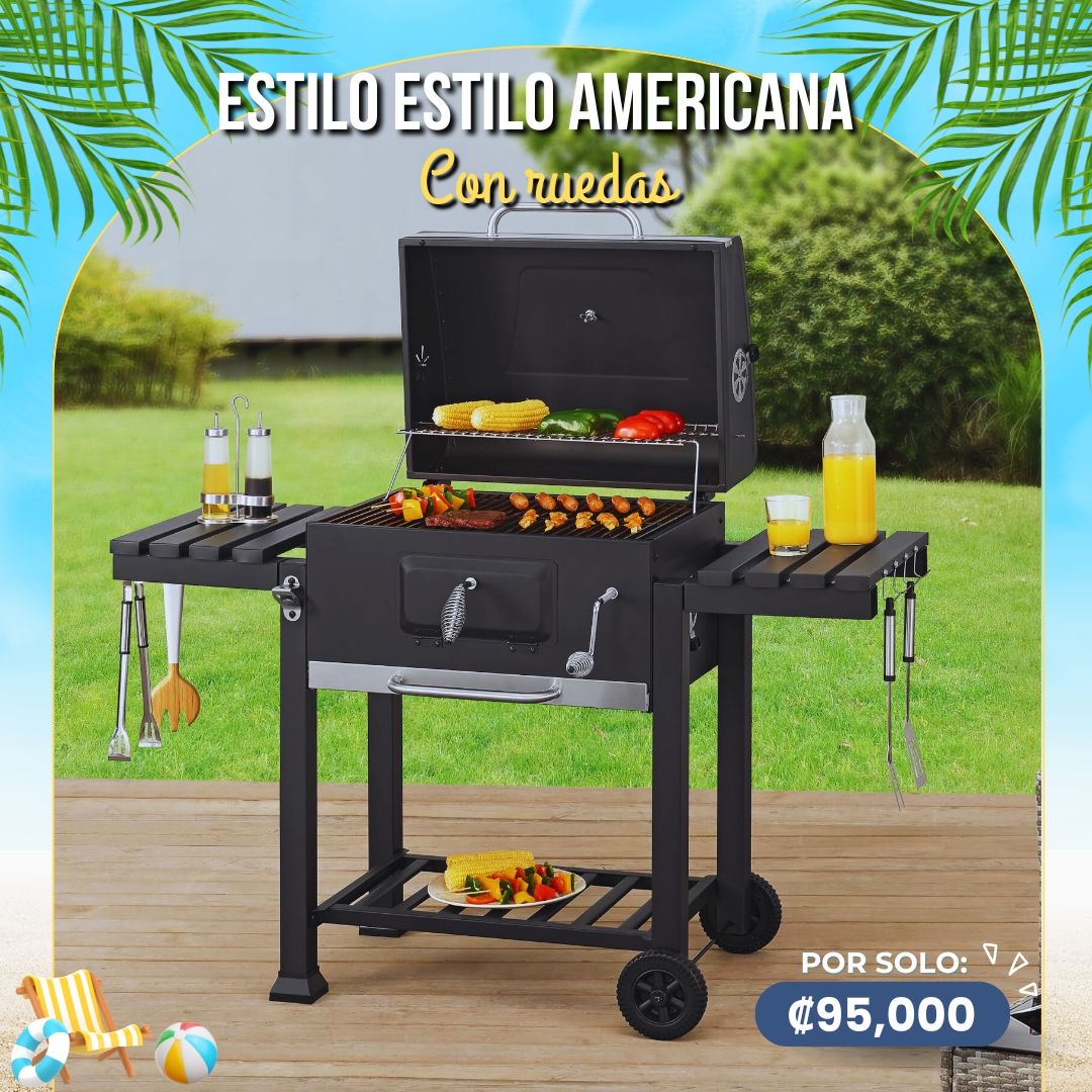 PARRILLA ESTILO AMERICANA CON RUEDA