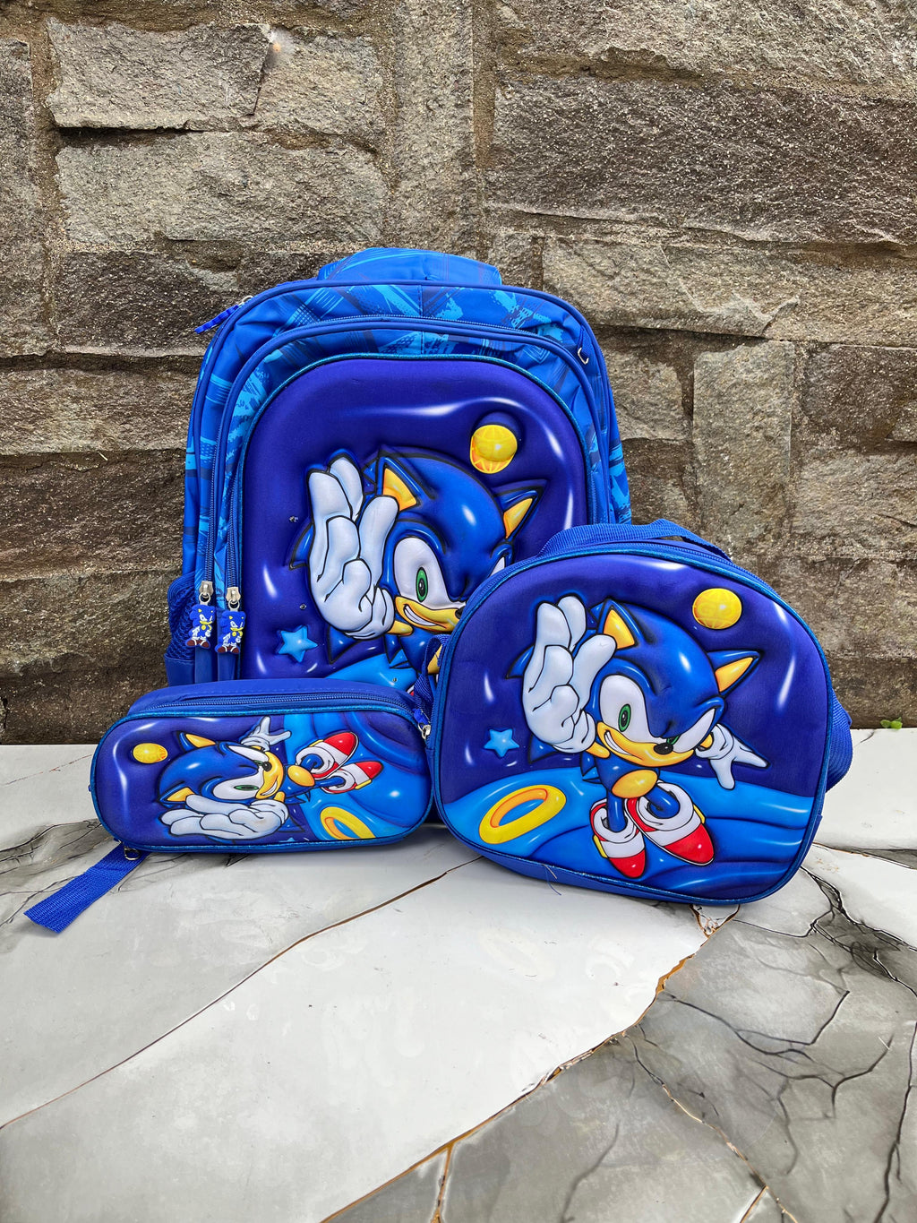 TRIO ESCOLAR MOCHILA CON LUCES SONIC