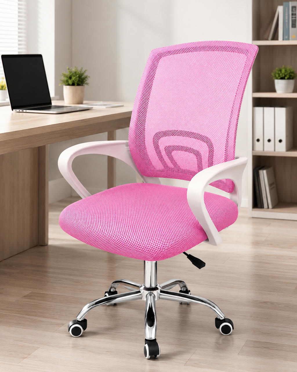 SILLA DE OFICINA ROSADA ERGONÓMICA