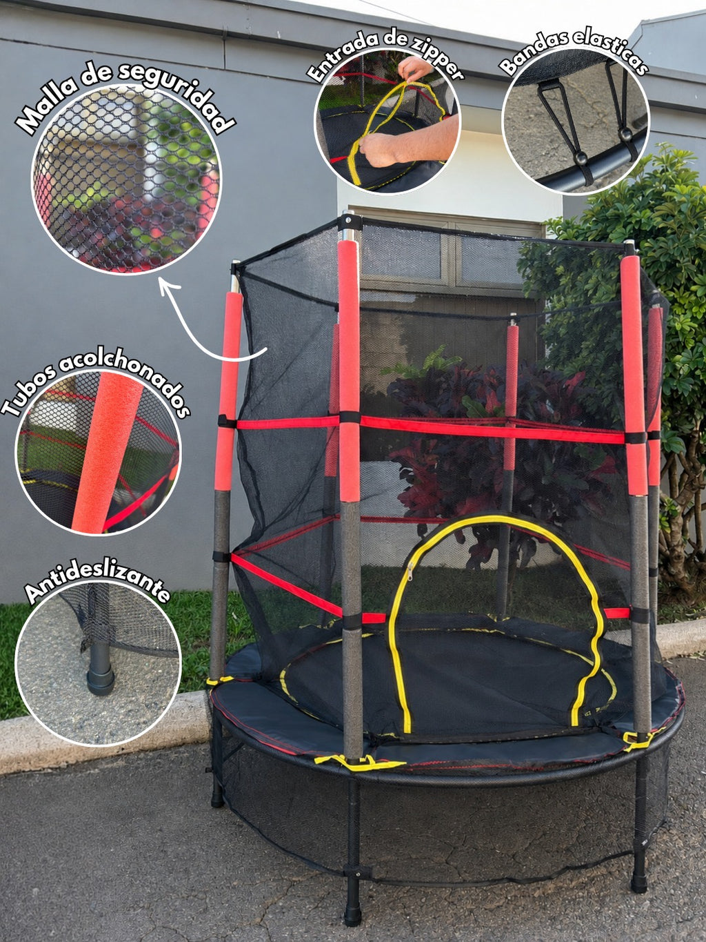 TRAMPOLÍN ELÁSTICO CON MALLA PROTECTORA