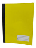 Cuaderno escolar EASY STORE amarillo con encuadernación cosida y etiqueta para datos personales en la portada