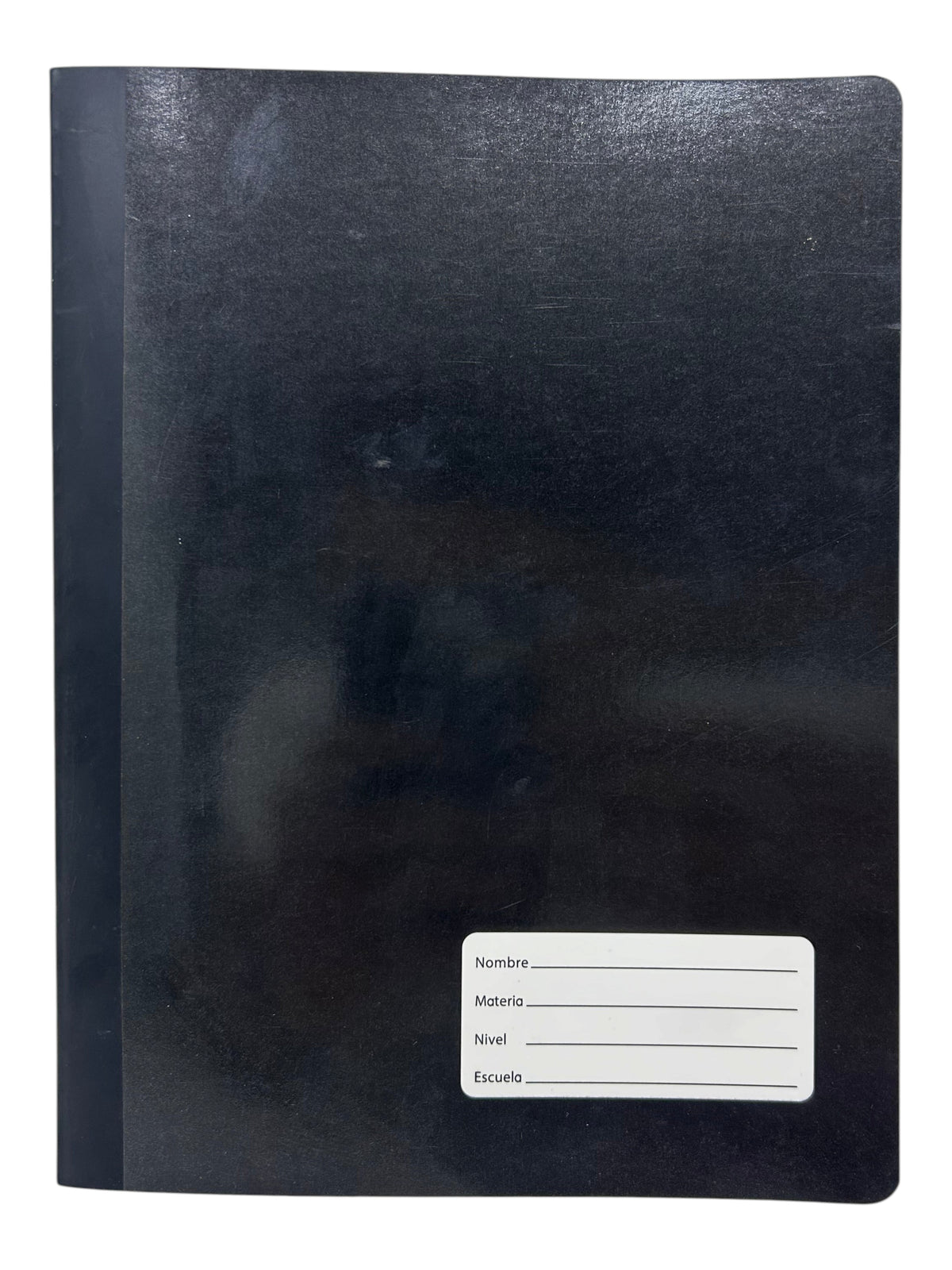 Cuaderno escolar EASY STORE negro con encuadernación cosida y etiqueta frontal para datos personales