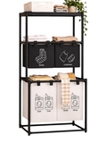 Cesta para ropa sucia EASY STORE con estructura de acero, bolsas de tela Oxford extraíbles y bandeja superior.