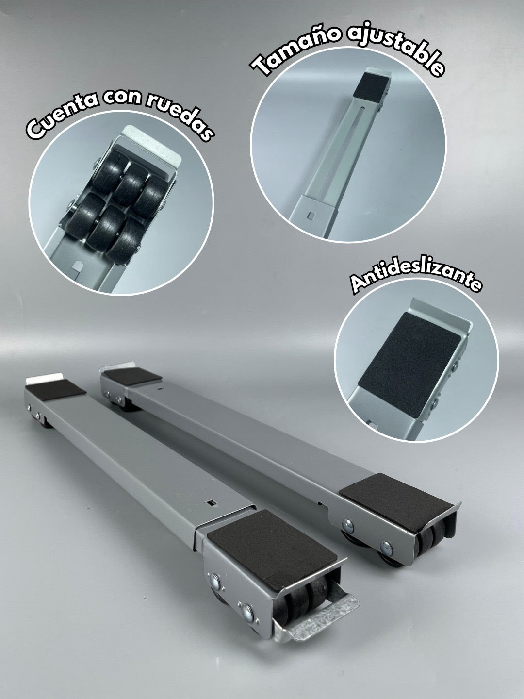 BASE CON RODINES PAR AJUSTABLE