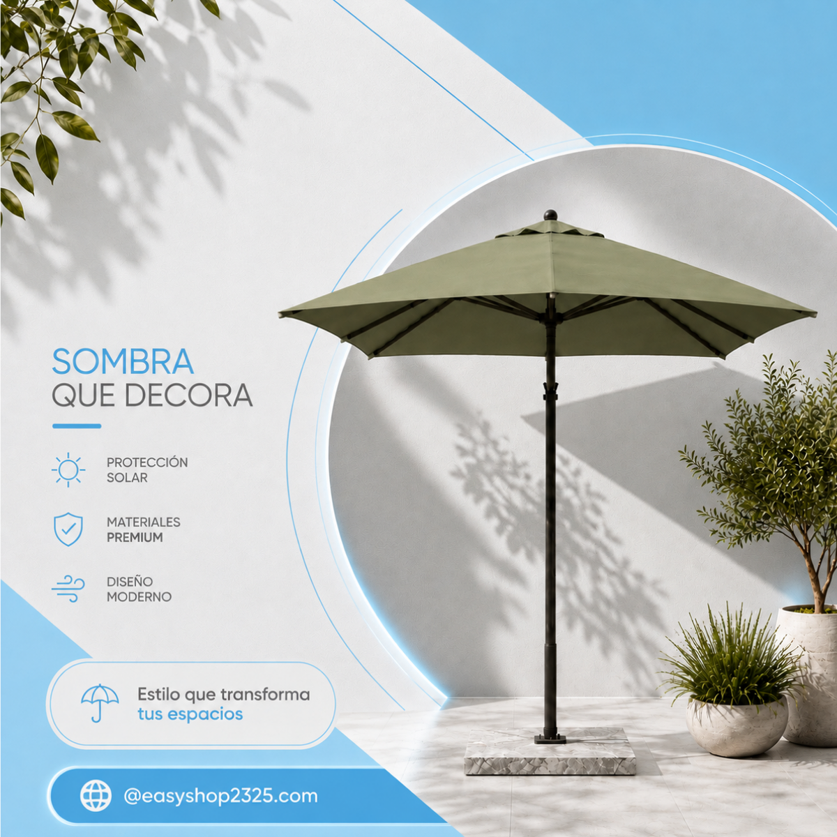 Sombrilla para exterior verde musgo