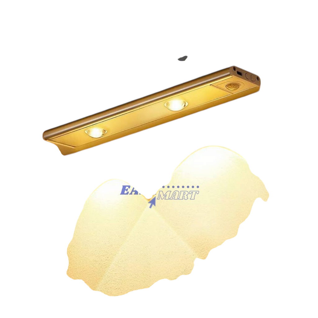 Lámpara LED EASY STORE de 30 cm con dos luces cálidas instalada bajo un mueble para iluminación decorativa