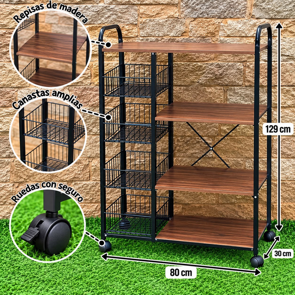 ORGANIZADOR DE MADERA CON ESTANTE