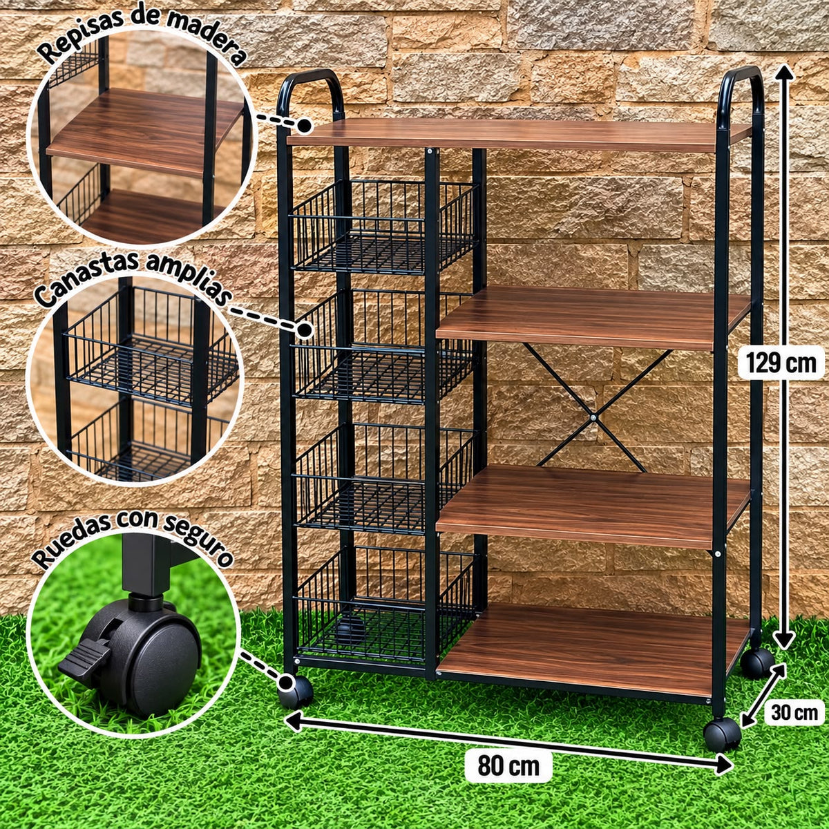 ORGANIZADOR DE MADERA CON ESTANTE