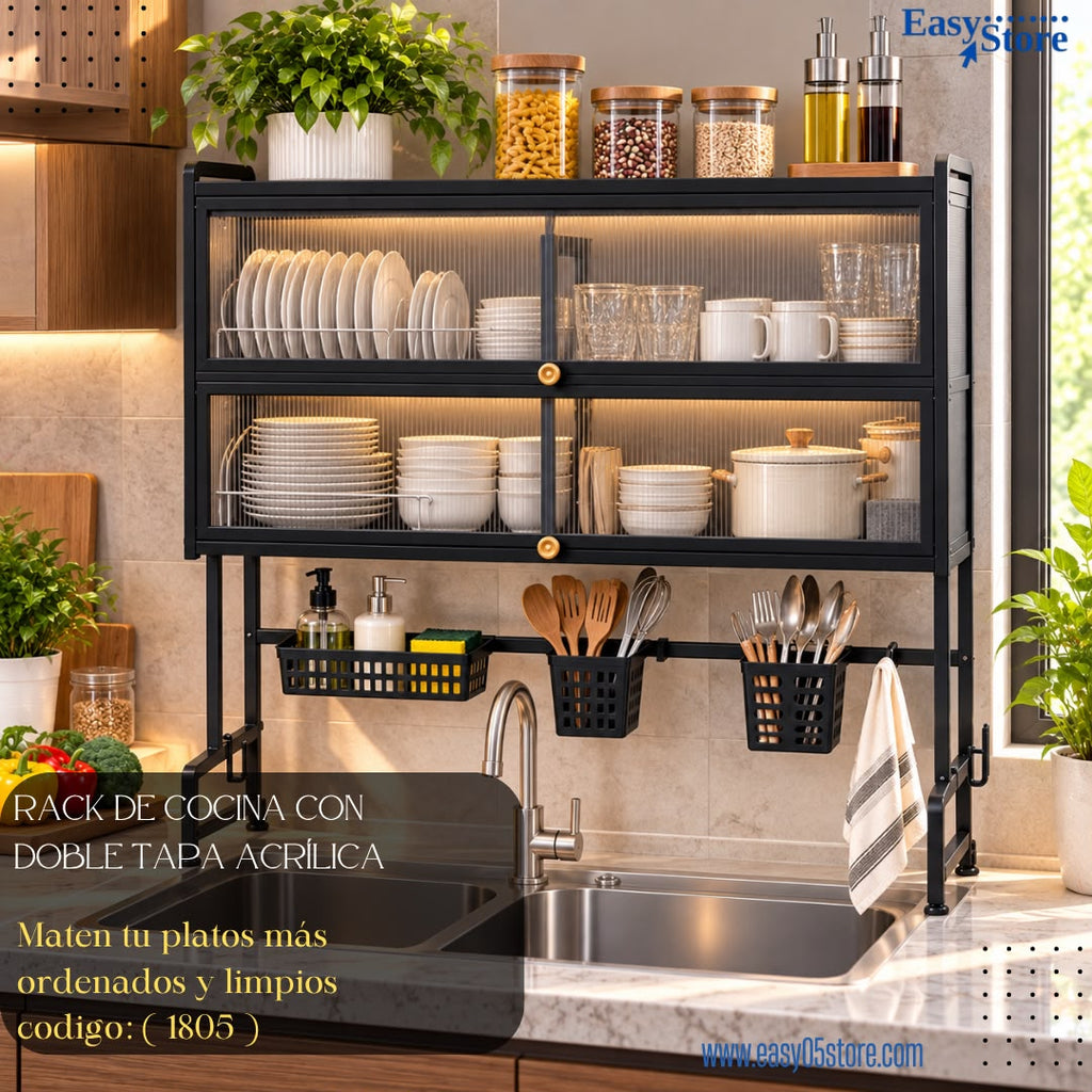 ORGANIZADOR PARA PLATOS CON TAPA ACRILICA
