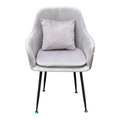 Silla moderna EASY STORE color blanco crema con respaldo curvo, asiento acolchado, cojín y patas metálicas negras