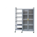 Organizador metálico EASY STORE gris con puertas acrílicas, tres canastas y estantes para cocina