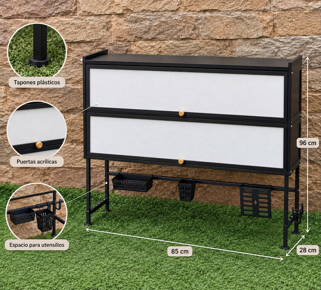 ORGANIZADOR PARA PLATOS CON TAPA ACRILICA